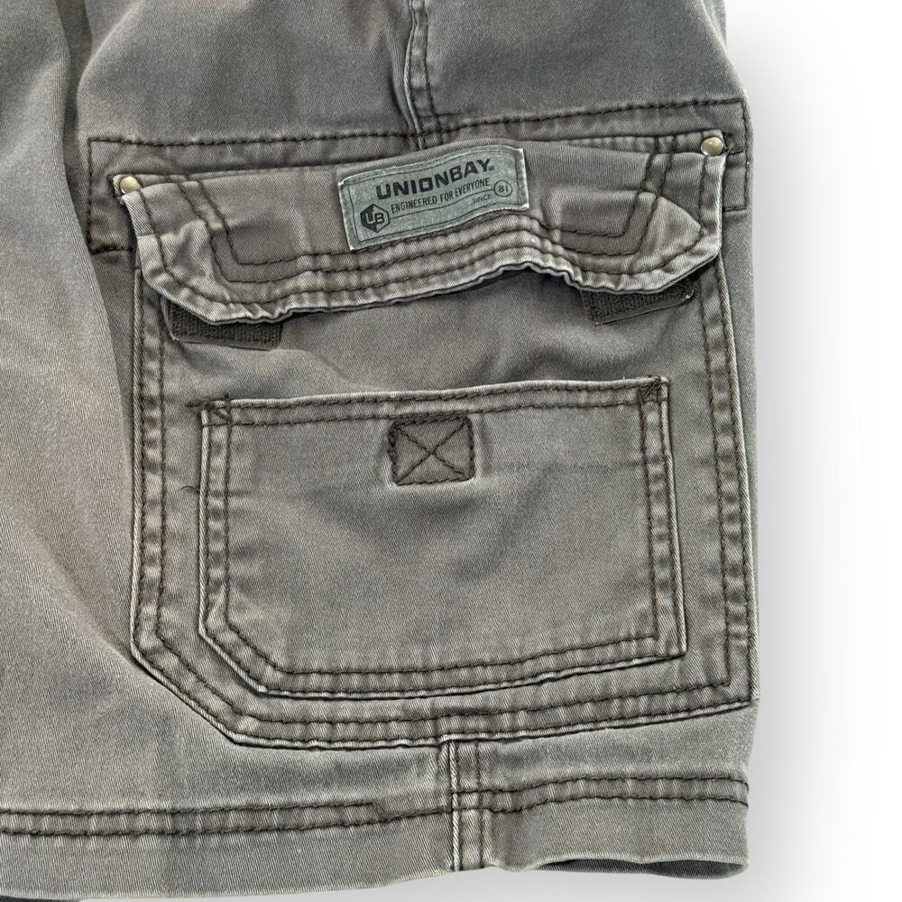 Unionbay Cargo Shorts Mens Size 36 Gray Classic Fit Y2K 90s Skater Grunge FLAW - Picture 6 of 11